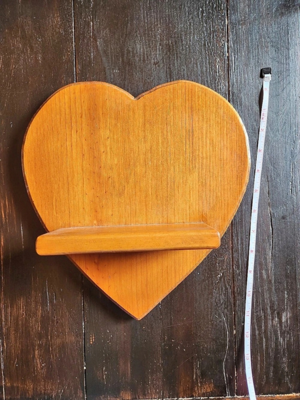 Wooden Heart Wall Shelf Brown